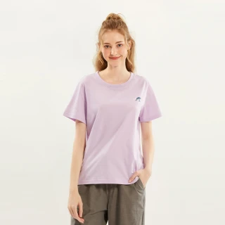 【Hang Ten】女裝-COMFORT FIT純棉航海海浪印花短袖T恤(淺紫)
