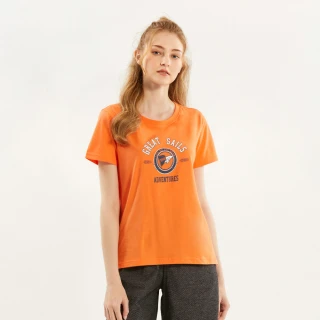 【Hang Ten】女裝-REGULAR FIT純棉航海旗幟印花短袖T恤(橘)