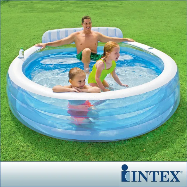 【INTEX】圓型藍色有靠背游泳池 590L(57190)