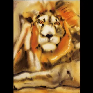 【劉其偉藝術典藏】親筆簽名限量發行石版畫(保育動物系列--獅子)