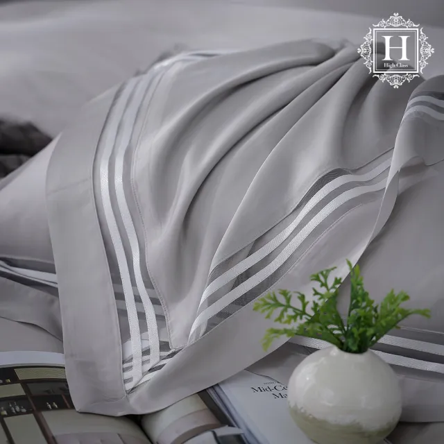 【HOYACASA】100支極緻天絲鑲織系列被套床包六件組-艾爾希(特大)