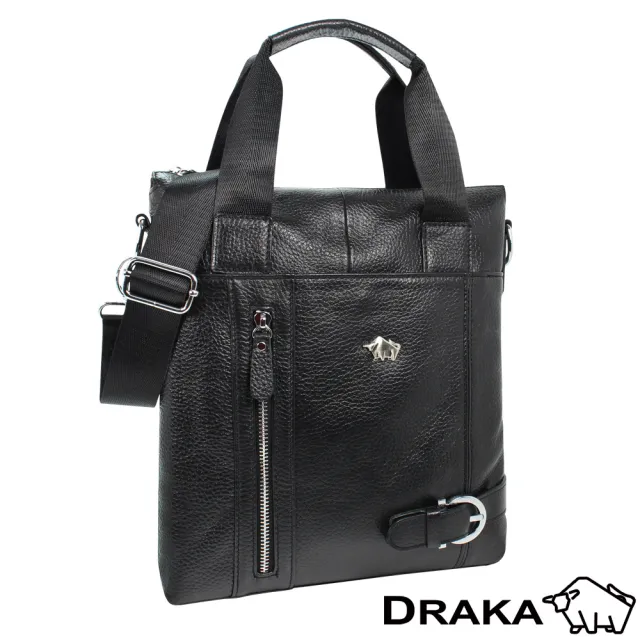 【DRAKA達卡】紳士皮帶扣-直式牛皮手提隨身斜背包(44DK8333634)