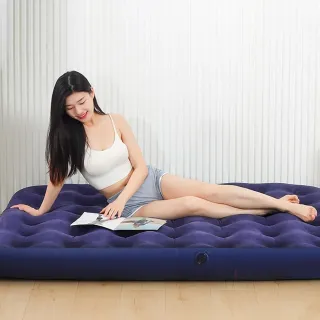 【ASUSE】戶外露營折疊PVC單人充氣睡墊 懶人睡覺氣墊床 海邊防潮充氣床