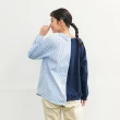 【Dailo】左右不對稱異材質拼接衛衣長袖上衣(藍 黑 白)