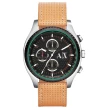 【AX Armani Exchange】急速車手計時腕錶-綠黑x淺褐皮帶(AX1608)