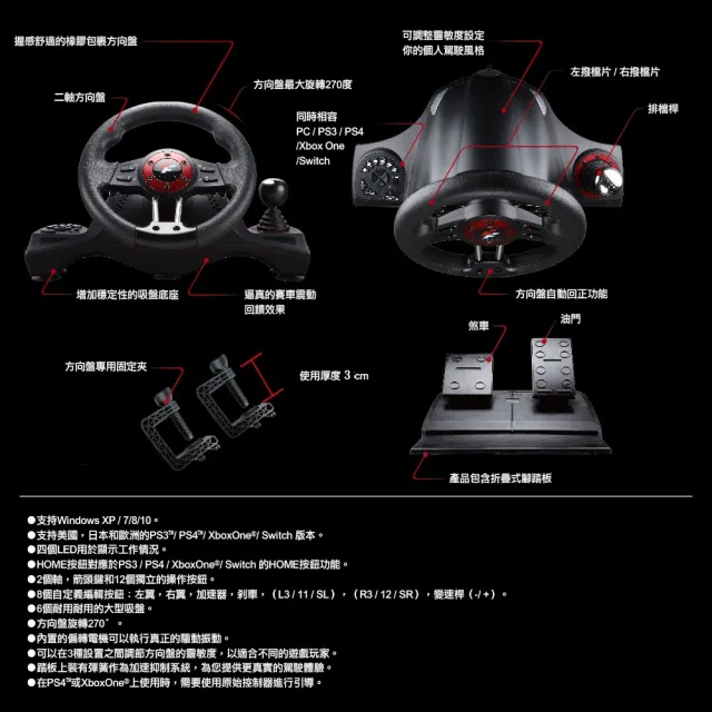 【FlashFire】ForceWheel Switch副廠原力之翼遊戲方向盤-可支援PS4/XBOX/SWITCH/PC/(可自定義按鍵功能)