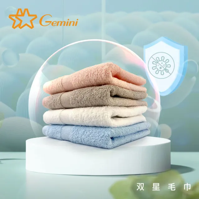 【Gemini 雙星】官方直營 素色菱格緞檔抗菌系列(毛巾超值二入組)