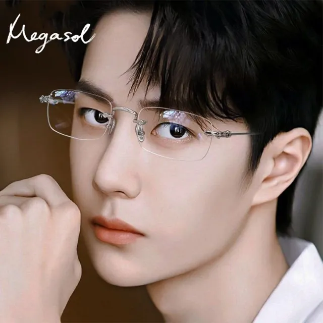 【MEGASOL】SL系列超輕無框藍光眼鏡(文青輕盈款SL-20201)
