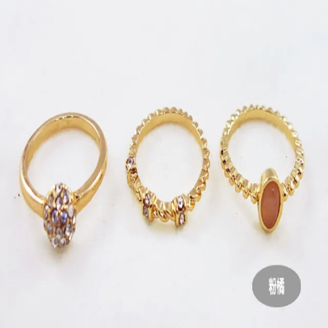 【Kaye歐美流行飾品】復古造型水鑽戒指 三入一組