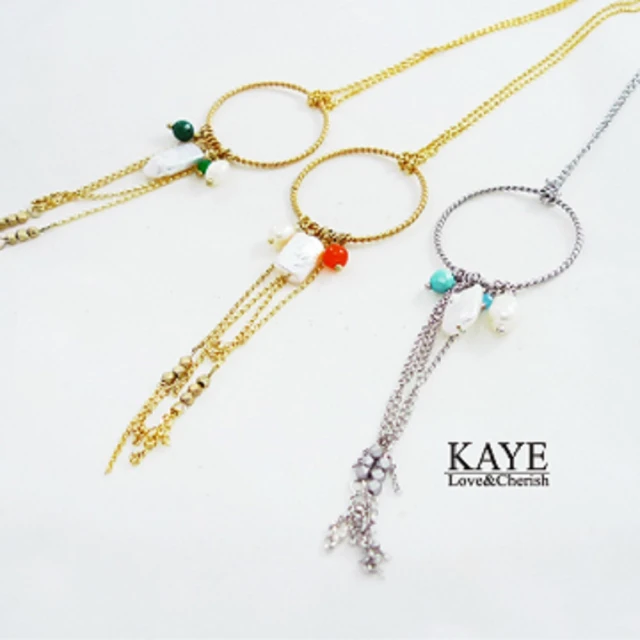【Kaye歐美流行飾品】復古感珍珠墜圓框項鍊