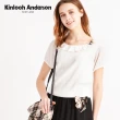 【Kinloch Anderson】短袖針織上衣 甜美蕾絲蝴蝶結別針翻領直條T恤  KA108900410  金安德森女裝(粉紅)