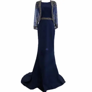 【女神婚紗禮服】高端緞布魚尾宴會晚禮服LA70884 藍色(媽媽服 宴會)