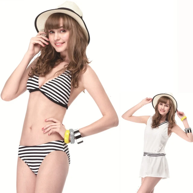 【SAIN SOU】大女比基尼三件式泳裝(附泳帽A93235)