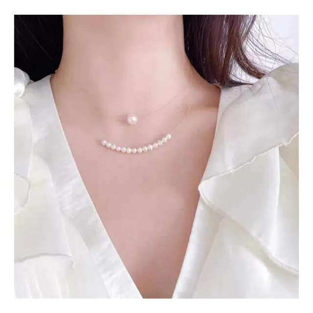 【my stere 我的時尚秘境】現貨商品-韓式精緻珠寶鋼絲珍珠鎖骨鍊/項鍊(珍珠  彈簧扣  清新