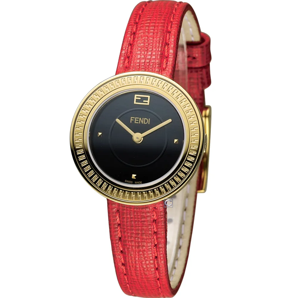 【FENDI】MY WAY 芬迪 輕盈美學時尚腕錶(F350421073 黑x紅)
