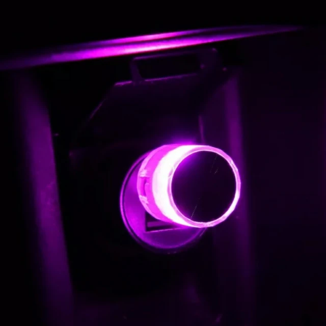 【Ainmax 艾買氏】車用迷你 USB LED情境裝飾燈1入(紫色 附贈合金鑰匙圈)