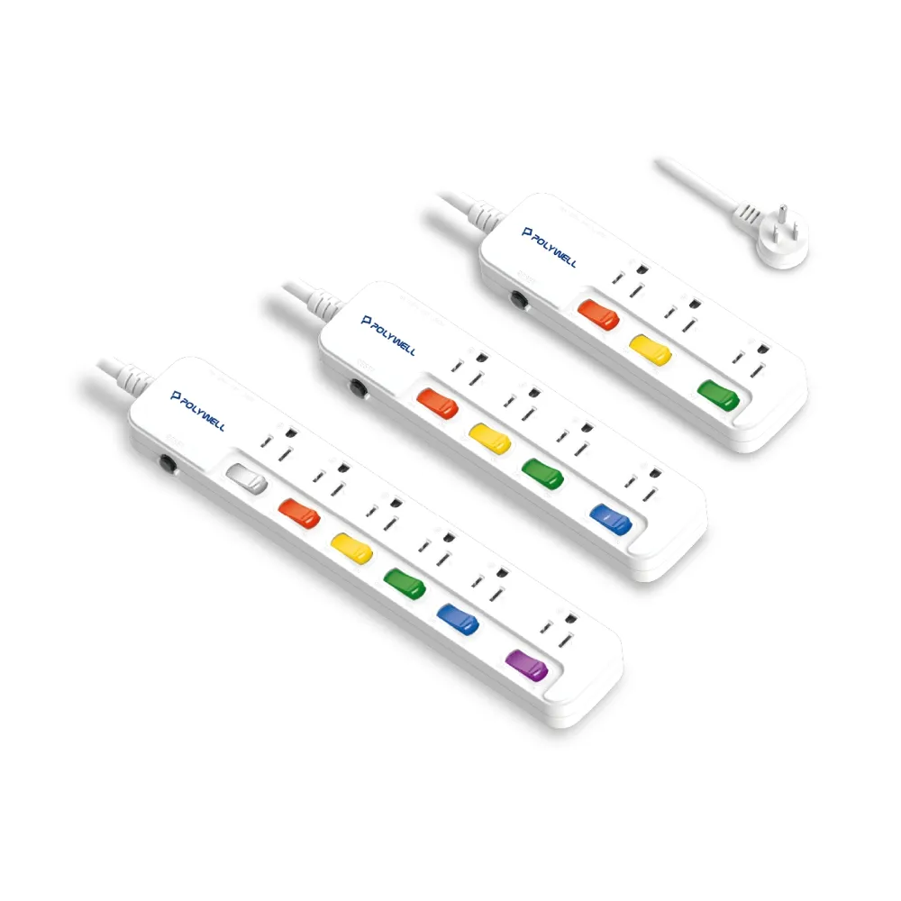 【POLYWELL】一體式電源插座延長線 /3切3座 /12尺