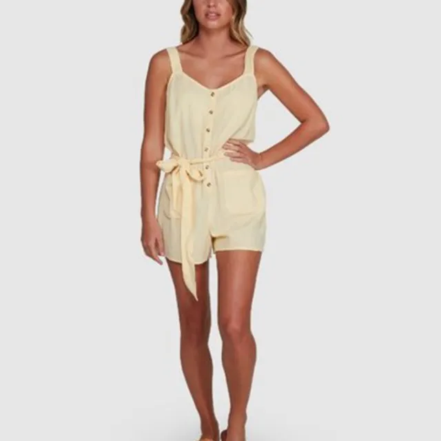 【BILLABONG】BILLABONG ALL HAPPENING 吊帶短褲 鵝黃 Outdoor(6508504SBU)