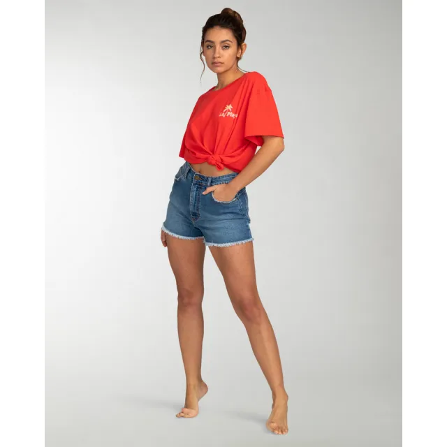 【BILLABONG】BILLABONG 女 LA PLAYA 短袖上衣 紅 休閒(EBJZT00117RNE0)