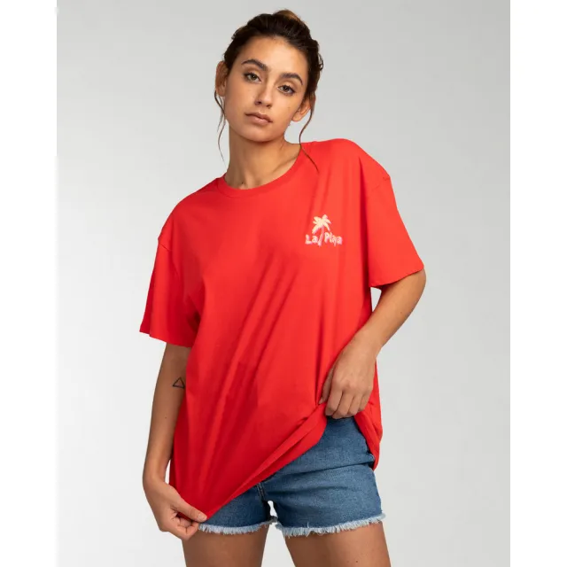 【BILLABONG】BILLABONG 女 LA PLAYA 短袖上衣 紅 休閒(EBJZT00117RNE0)