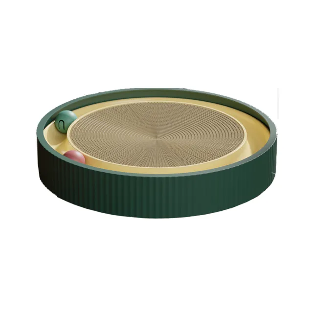 【寵物愛家】魔法貓玩具鈴鐺球圓軌道瓦楞紙貓抓貓玩具綠色(貓抓板)