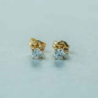 【ete】K18 經典單鑽爪鑲鑽石耳環-0.20ct(金色 玫瑰金色)