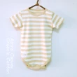 【Azure Canvas藍天畫布】100%有機彩棉嬰幼兒寬條短袖連身衣二件裝/褐條紋(有機棉)