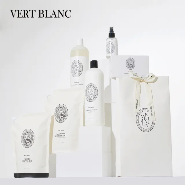 【VERTBLANC】寶寶天然衣物清潔液補充裝｜白色純淨1000ml(通過國際過敏協會認證韓國原裝進口洗衣精)