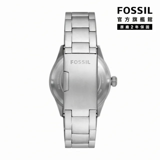 【FOSSIL 官方旗艦館】Defender 經典文青復古太陽能指針手錶 銀色不鏽鋼鍊帶 40MM FS5973