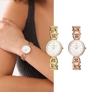 【FOSSIL 官方旗艦館】Carlie 復古風尚手鍊式女錶 玫瑰金色不鏽鋼鍊帶 手錶 30MM ES5273