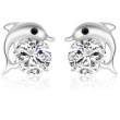 【I.Dear Jewelry】海豚愛戀-正白K-海豚與水晶造型耳環