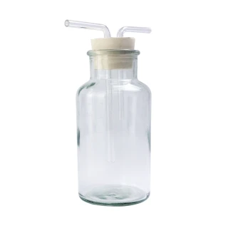 【工具網】玻璃瓶500ml 廣口瓶 洗滌瓶 集氣裝置 教學儀器 排空氣法 玻璃器皿 雙孔橡膠塞 180-GWB500