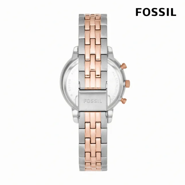 【FOSSIL 官方旗艦館】Neutra 英雅婉約三眼女錶 玫瑰金x銀色不鏽鋼錶帶 指針手錶 36MM ES5279