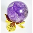 【十方佛教文物】紫水晶球5.1公分+金花瓣球座(大悲咒加持108遍.吉祥如意)
