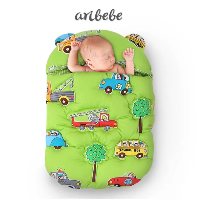 【ARIBEBE】韓國手工嬰兒保暖防踢睡袋包巾(車車)