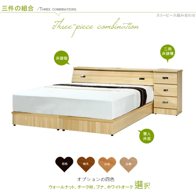 【Maslow-房東首選】雙人床頭箱+3分床底+3抽櫃(4色)