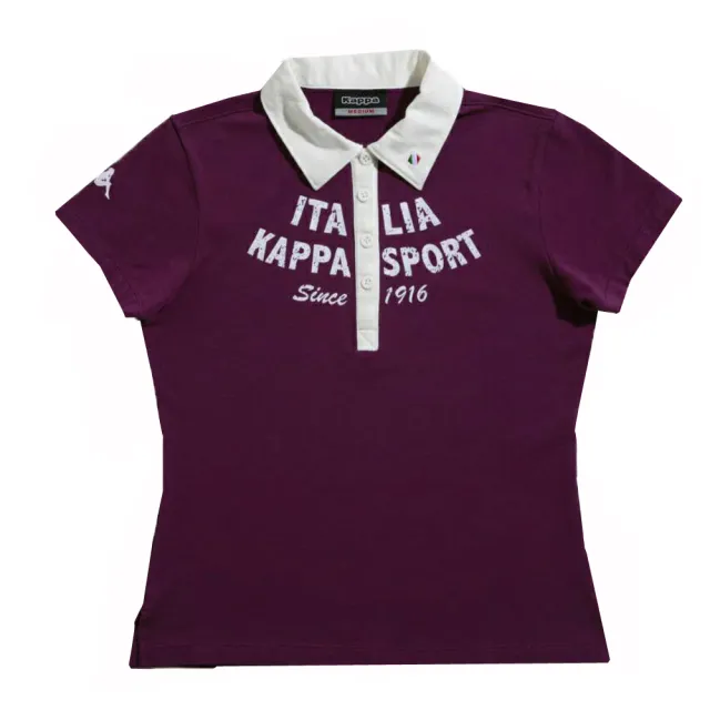 【KAPPA】KAPPA義大利舒適時尚女彈力棉彩色POLO衫(紫 白)