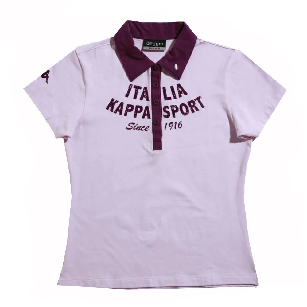 【KAPPA】KAPPA義大利舒適時尚女彈力棉彩色POLO衫(粉 紫)