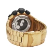 【INVICTA 英威塔】黑金色系 鋼索裱殼設計 大錶盤 三眼計時碼錶 金色不鏽鋼錶帶 男錶 母親節(21360)