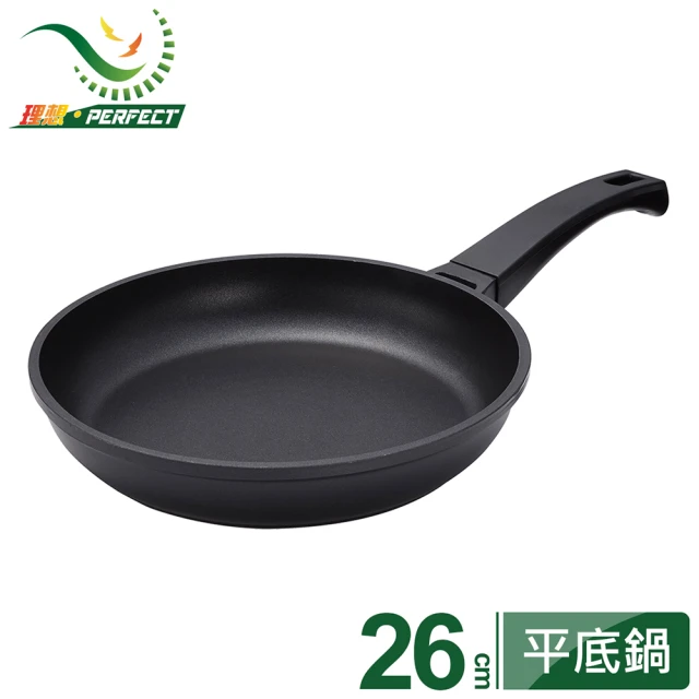 【PERFECT 理想】日式黑金鋼平煎鍋-26cm單把無蓋(台灣製造)