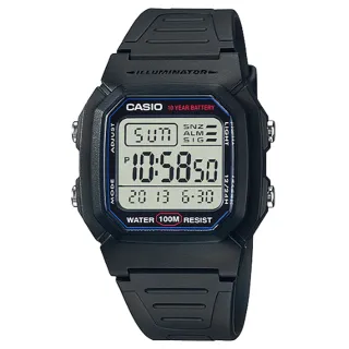 【CASIO】卡西歐鬧鈴多時區電子錶-黑(W-800H-1A 公司貨全配盒裝)