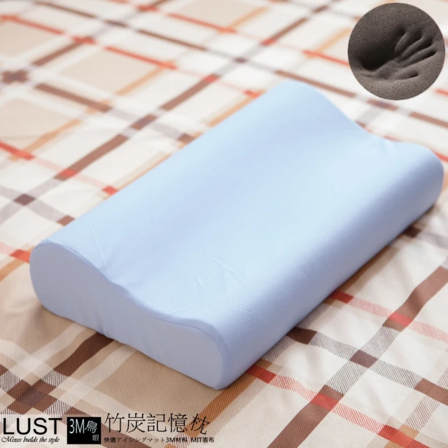【LUST】竹炭記憶枕 /3M材質 吸濕排汗/人體工學完美支撐 -惰性矽膠《日本原料》台灣製