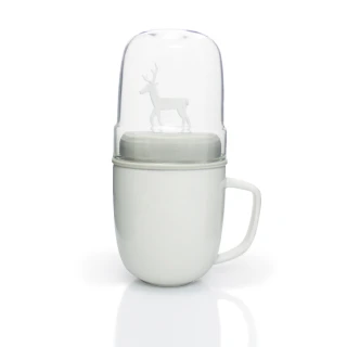 【dipper】1+1 灰麋鹿雙杯組(馬克杯+玻璃杯子+攪拌棒+杯蓋)