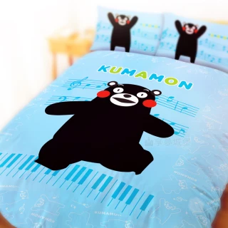 【享夢城堡】雙人床包涼被四件組(酷MA萌KUMAMON熊本熊 音樂會-粉)