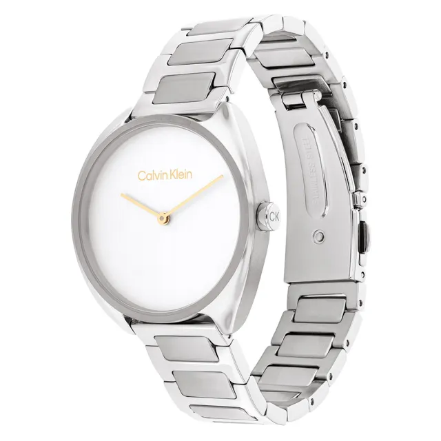 【Calvin Klein 凱文克萊】CK 簡約都會時尚腕錶-34mm/銀(CK25200275)