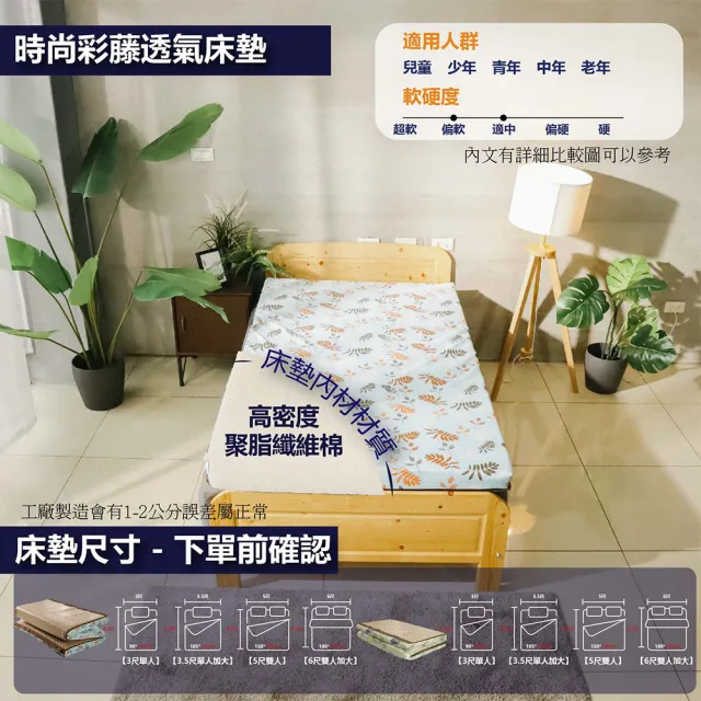 【BOSS BEDDING 小老闆寢具】雙人6尺冬夏亞藤8公分床墊偏硬(折疊床｜雙層床｜薄床墊｜宿舍床｜露營床)