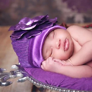 【美國 Jamie Rae】女童/女寶寶時尚紫色軟帽/紫色玫瑰(JRCMP01)