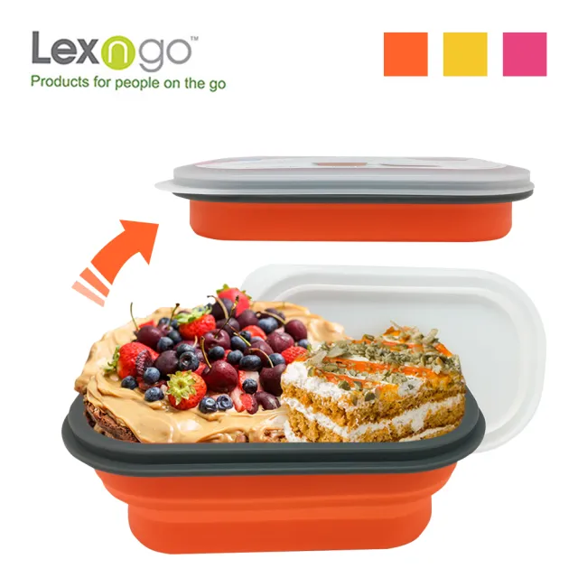【Lexngo】可折疊快餐盒小-580ml(餐盒 環保 便當盒 折疊 野餐)