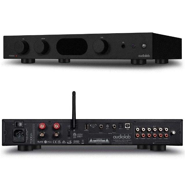 Audiolab 7000A 型號立體聲擴大機，銀色系與黑色系選擇，重量僅8.4公斤，尺寸444寬 x 78高 x 340深(mm)，支援藍芽Bluetooth無線連線，無WiFi功能，適用110V電源供應，產自其他國家，包含原廠配件並提供1年保固。適合Hi-Fi音響愛好者，打造優質立體聲體驗，提升居家娛樂品質。