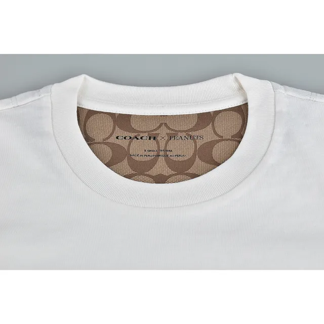 【COACH】COACH C字LOGO史努比搭緹花設計純棉短袖T恤(女款/白)
